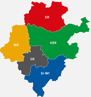 Landkarte Südwestfalen